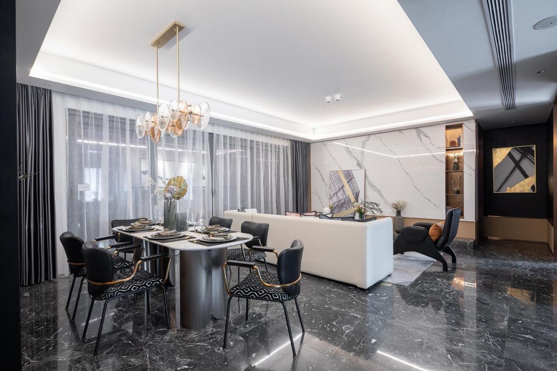 轻奢风售楼部样板间设计,客厅利用岩板,看着更大气     #沪佳好声音