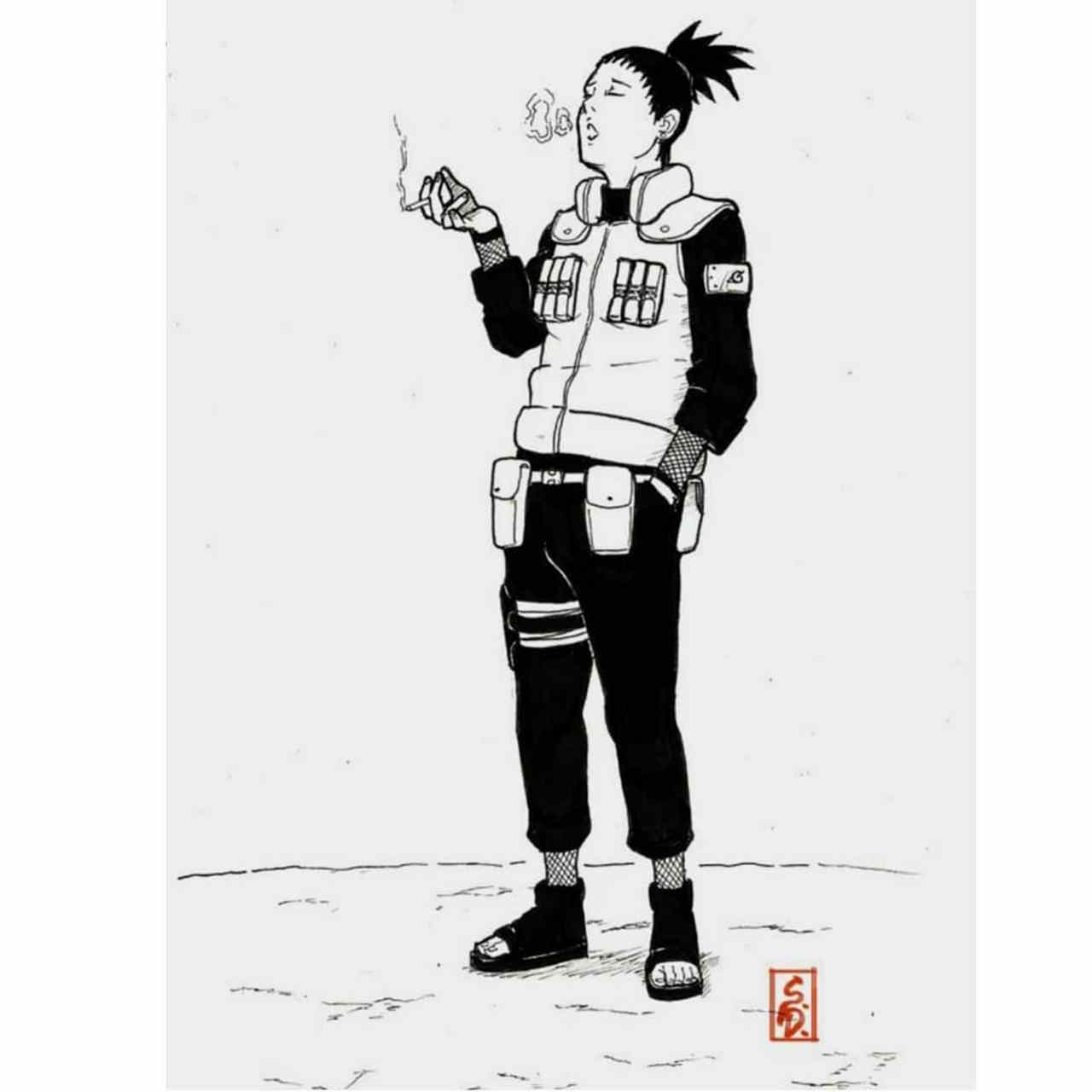 火影忍者# 鹿丸抽烟