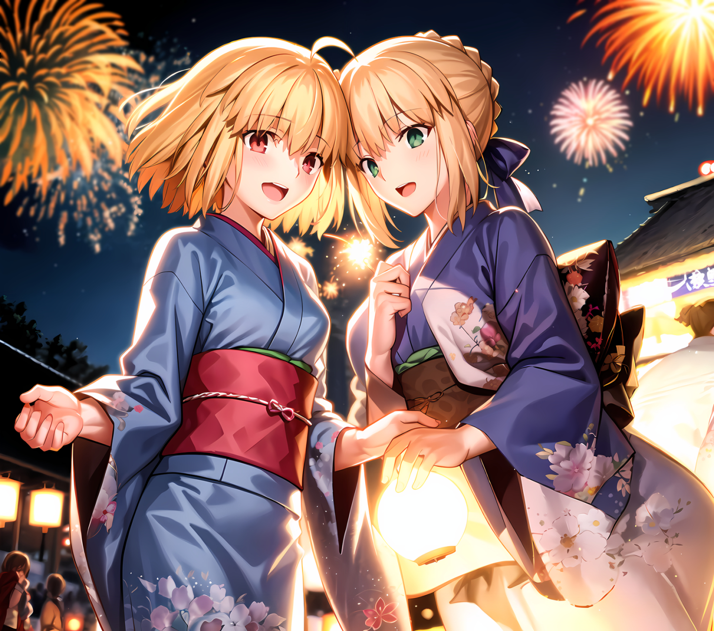 穿着和服参加夏日祭的saber&月姬[打call] #fgo# #fate