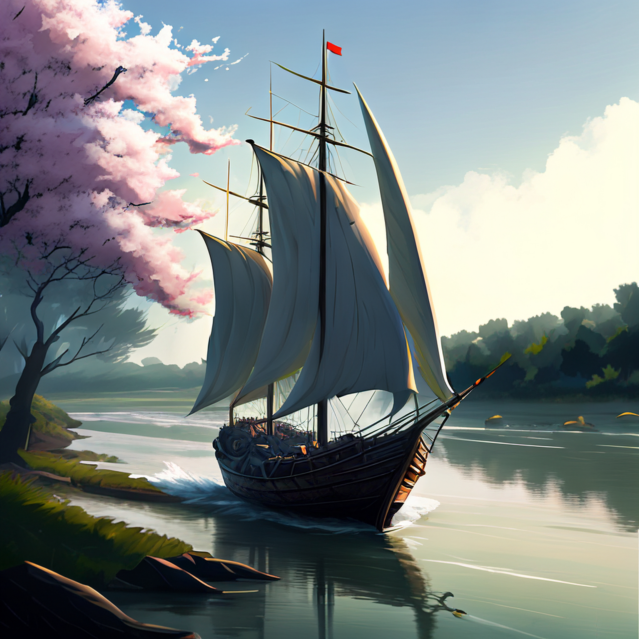 百度ai绘图黑科技#幻想艺术,红蓝双色光,古风绘画,中国风,描绘古诗词