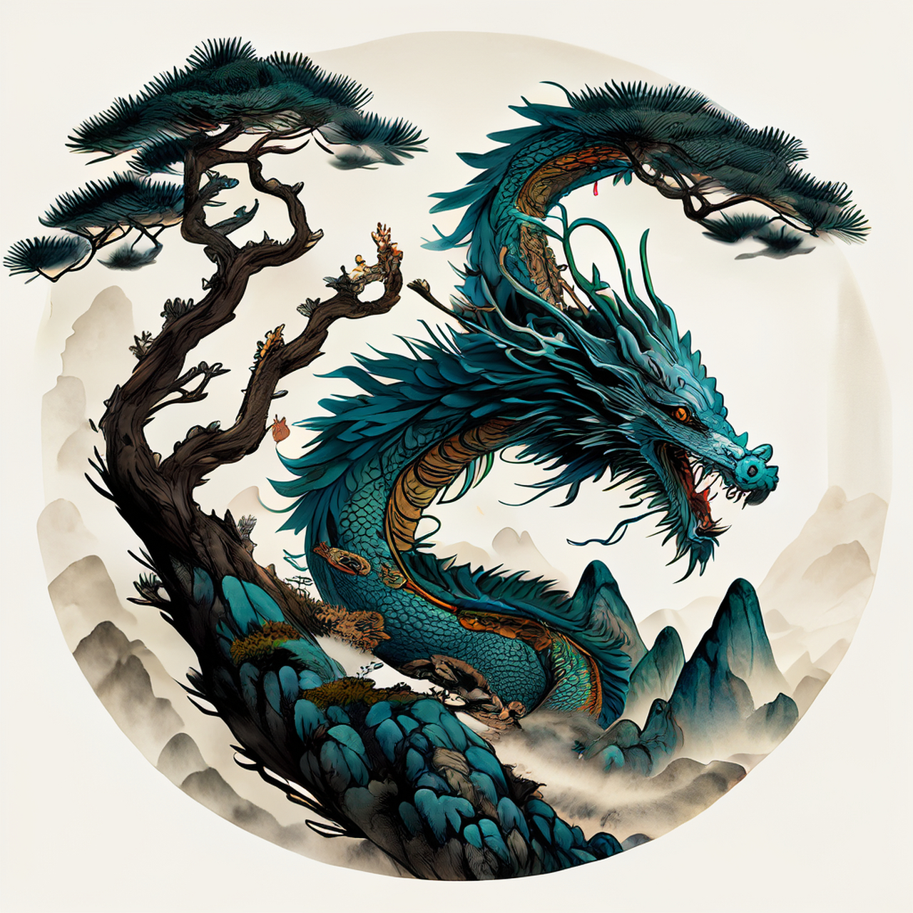 始见南山松,青青虬龙枝.意境,典雅,宁静#百度文心一言来了