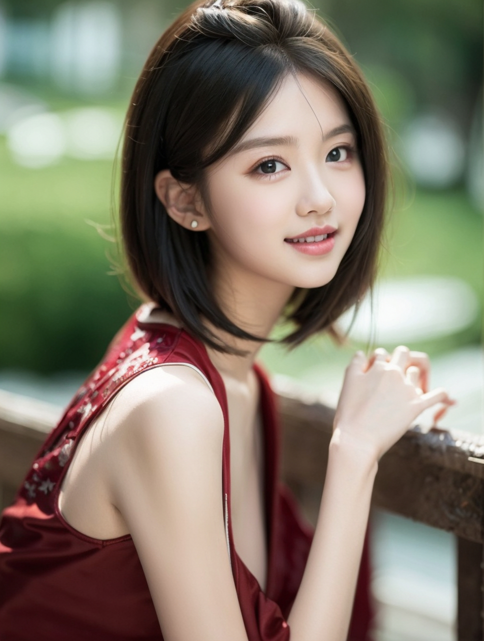 绝色美女红裙写真照片#性感美女# #美女# #女人