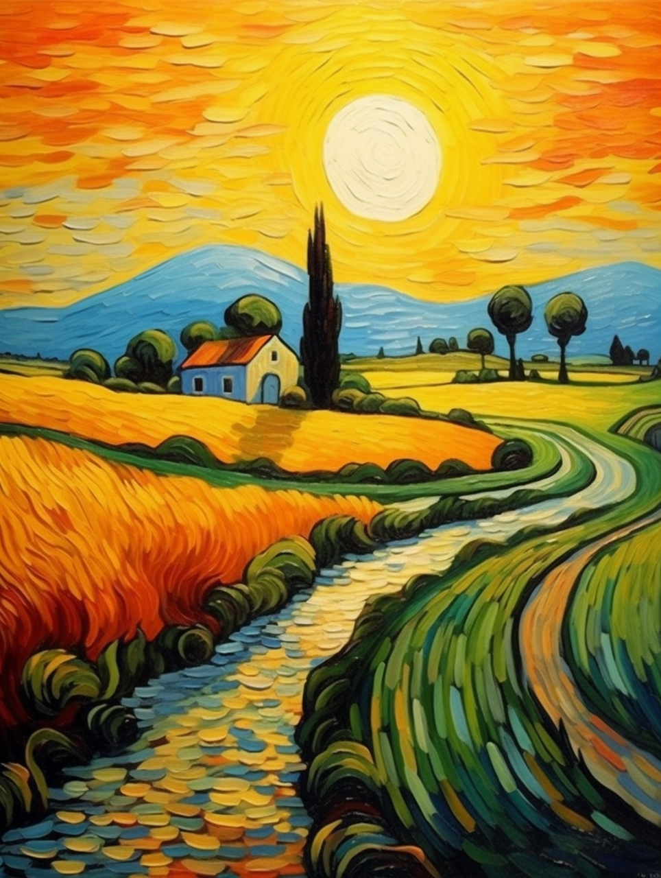 这些油画风景作品,让我们感受到了乡村的宁静与和谐,以及大自然的壮丽