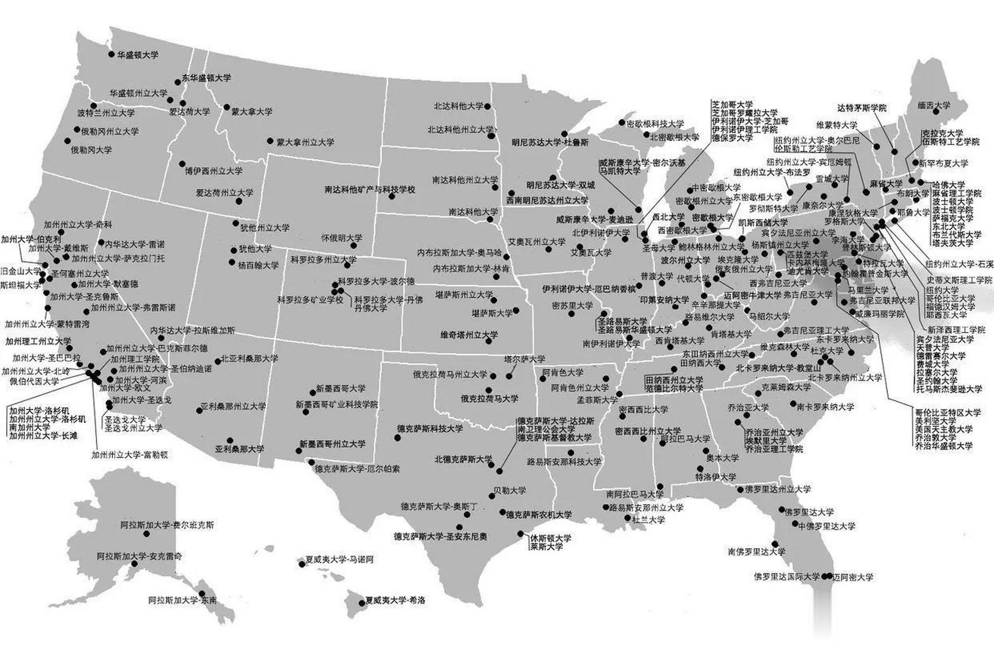 美国地图 大学图片
