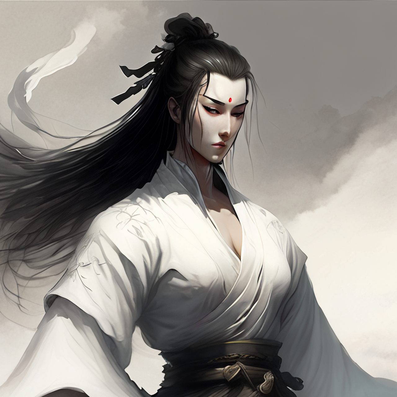 柔和月光,高对比的侧面光,古风绘画,中国风,描绘古诗词,古典美.