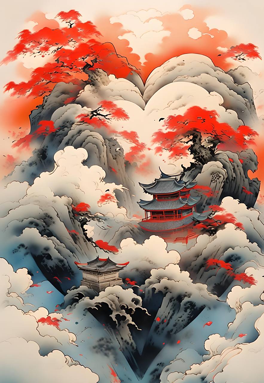 云海浮生皆幻境,心随云动意悠扬,#水墨画##水墨风##古风##中国画