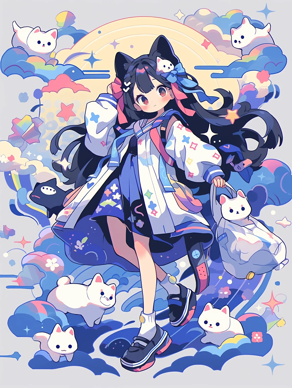 创意涂鸦艺术|猫系女孩