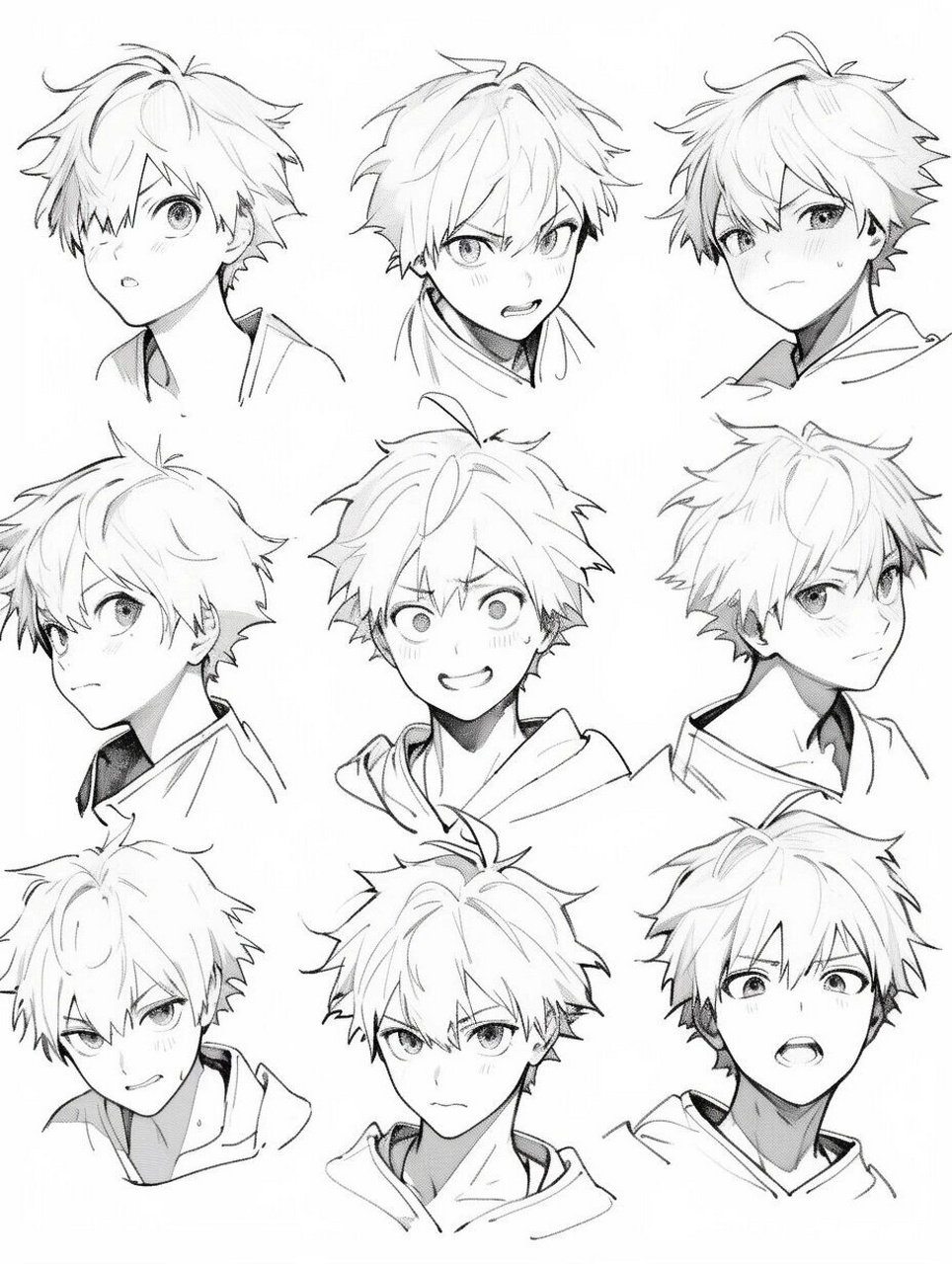 角色头像表情临摹线稿素材!