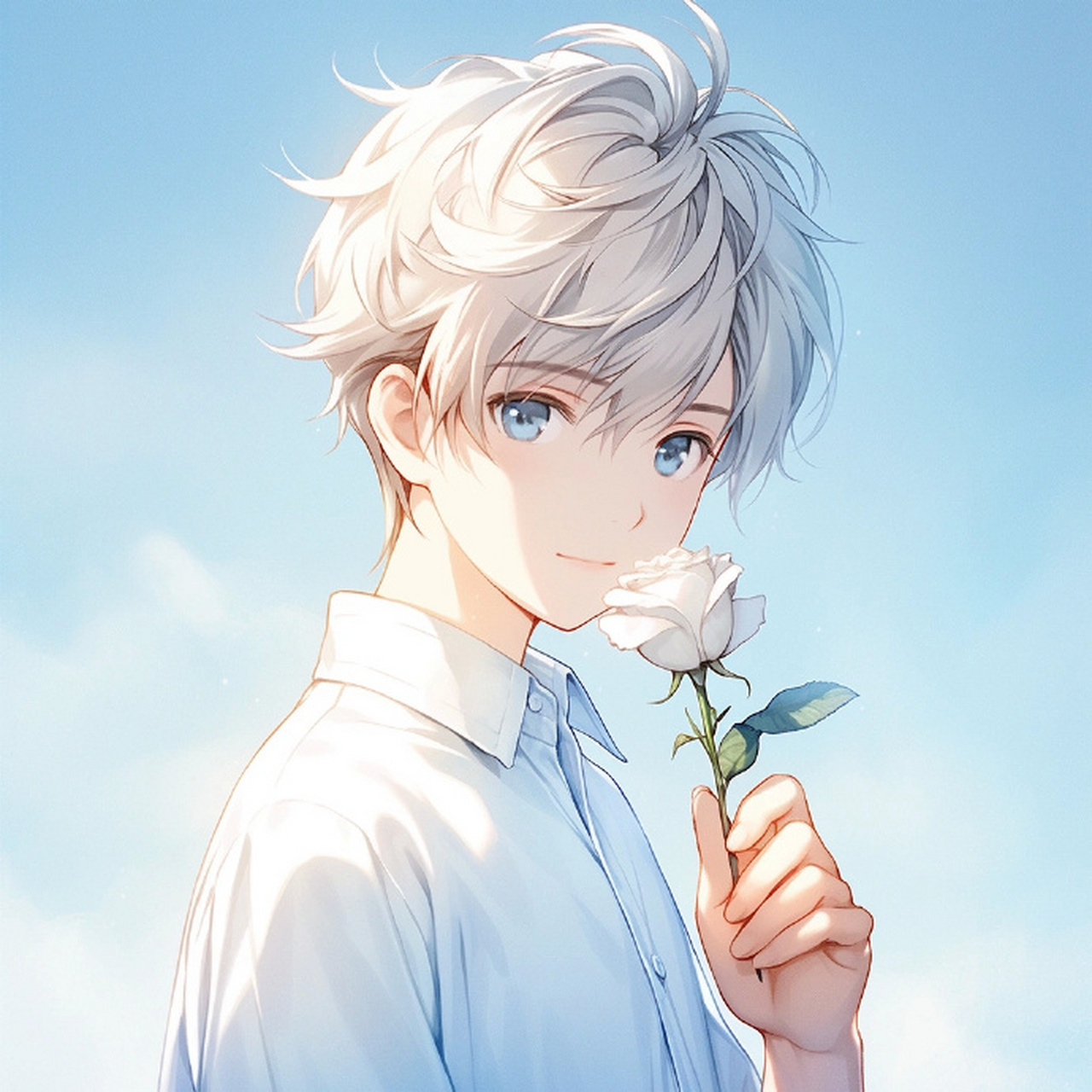 一组超级干净的动漫男头[樱花] #动漫头像