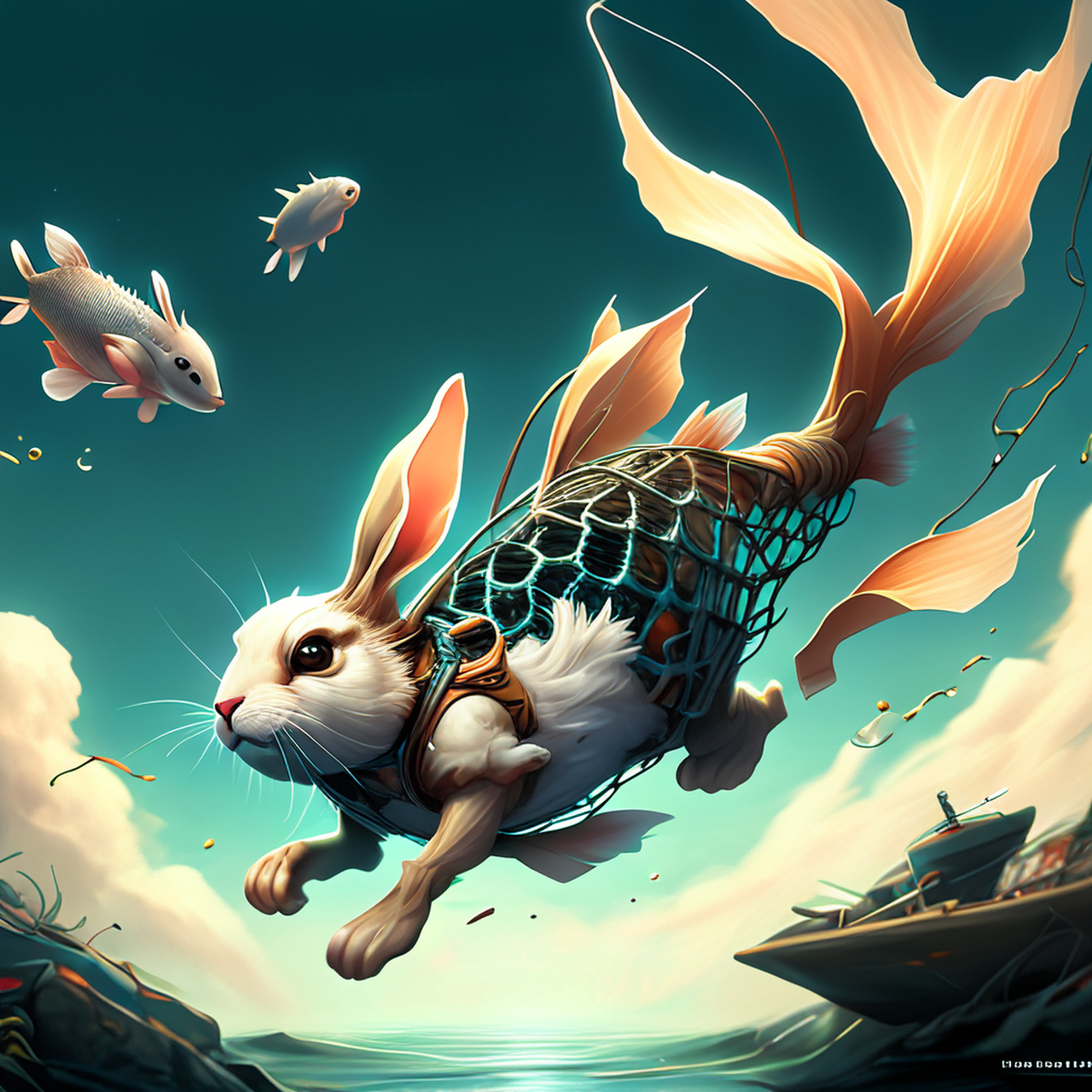 九还七返鱼游网,四谛三空兔入羋.典雅,画风,恬淡#百度ai绘图黑科技