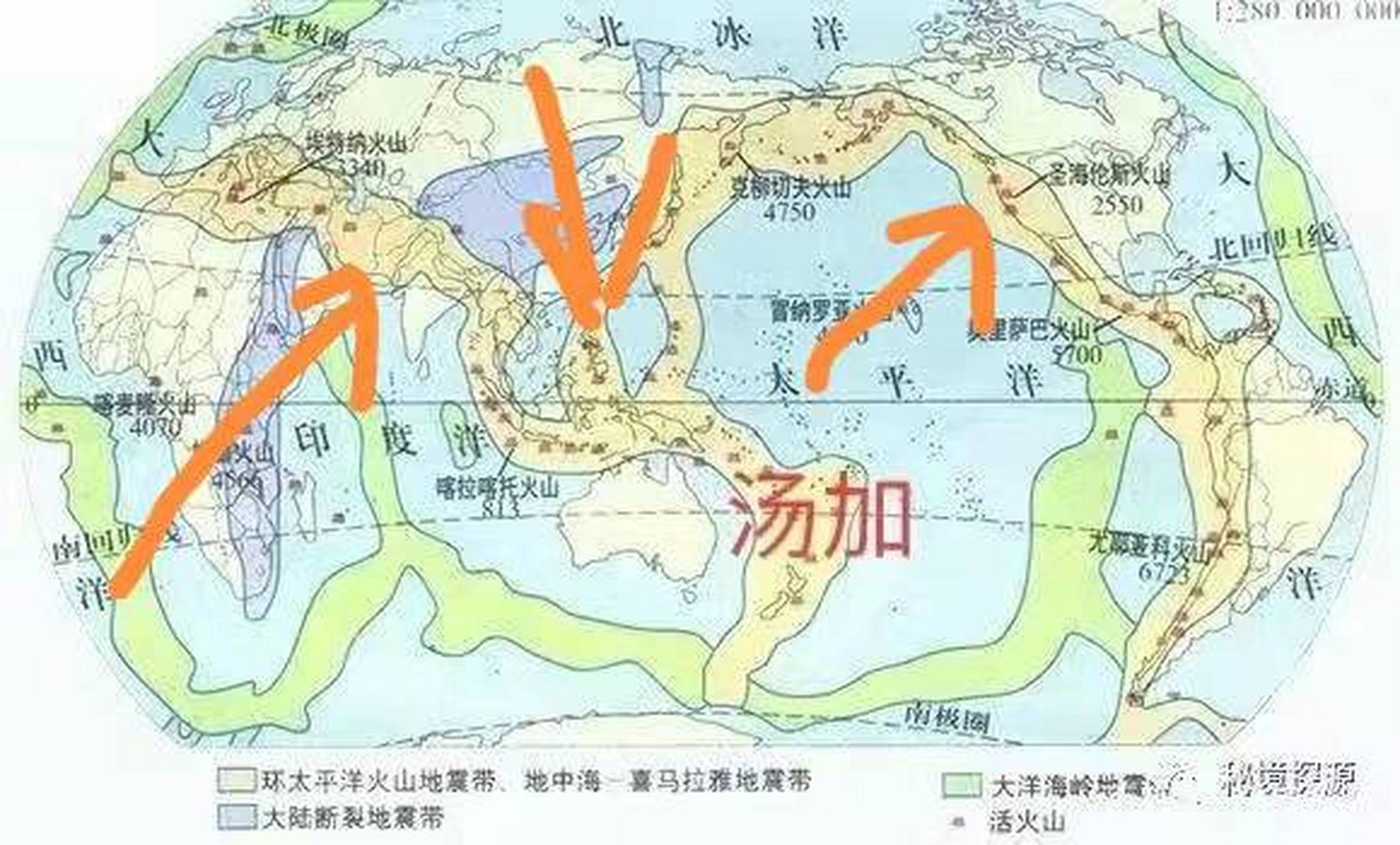 这两张图,一张是全球地震火山带,一张是全球油气资源分布带.