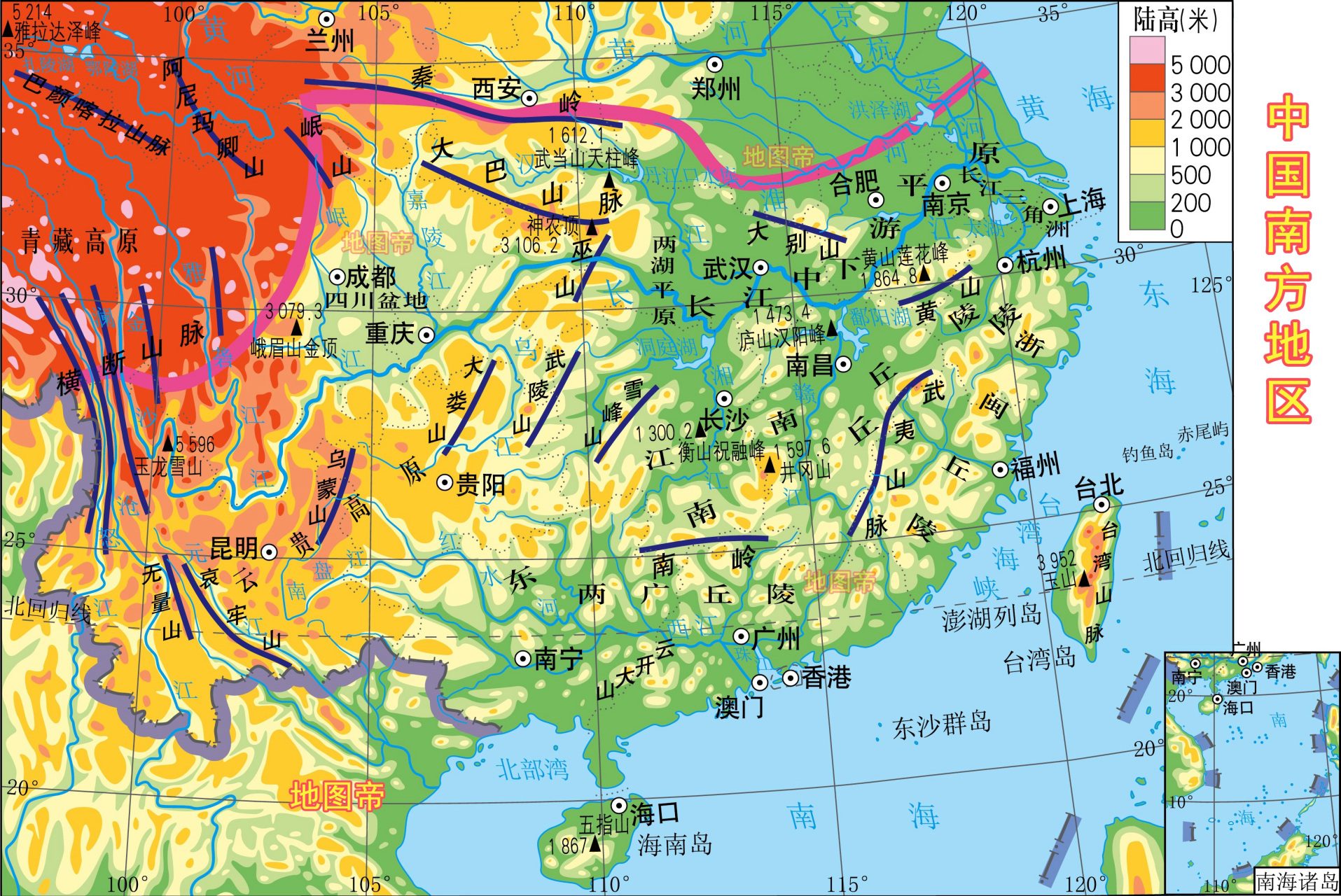 中国南方地区地形图片