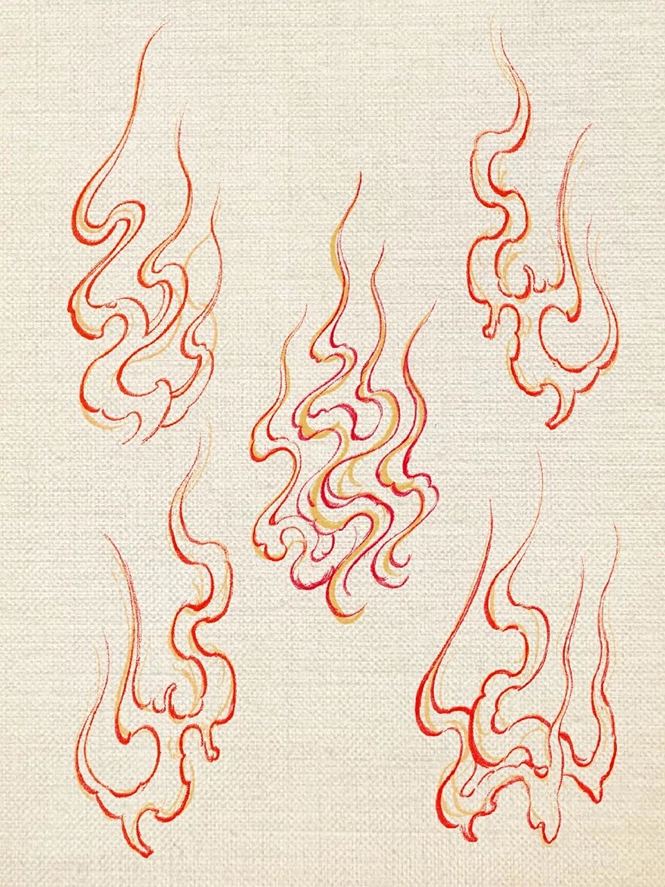 纹身 30秒学会画传统火焰