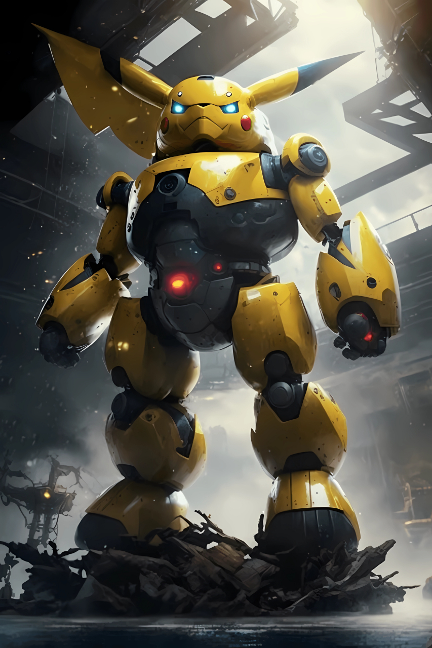 《神奇宝贝》中的宠物通过ai技术变成机甲战士的场景,令人震撼.