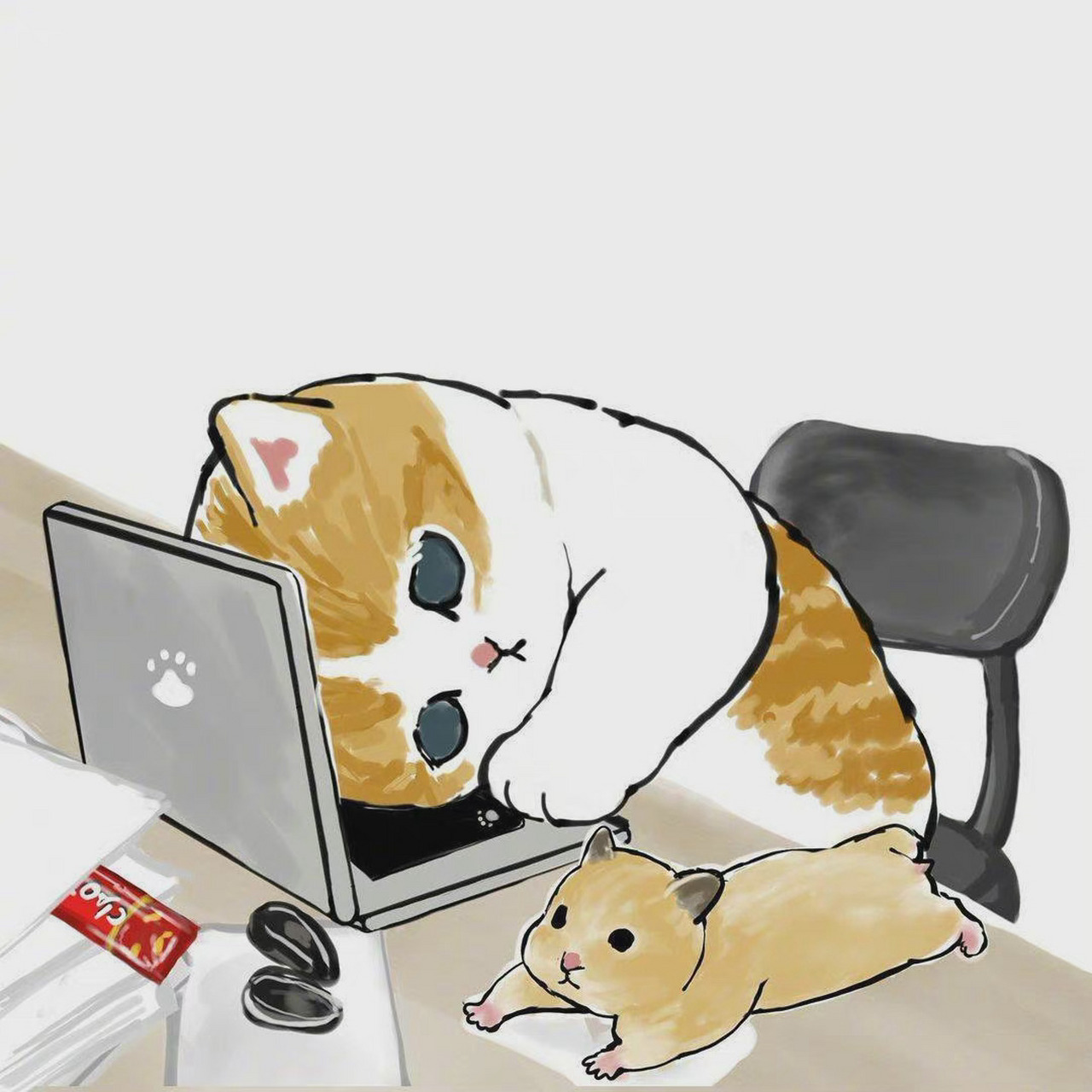 加油!打工喵~ cr:插画家mofu_sand的猫咪日常系列