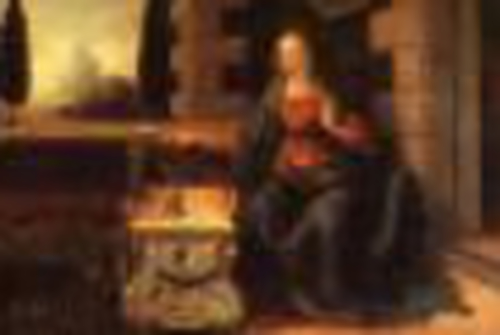 达芬奇名作《受胎告知》 这是一幅木板上的油画,现藏于佛罗伦萨乌菲齐