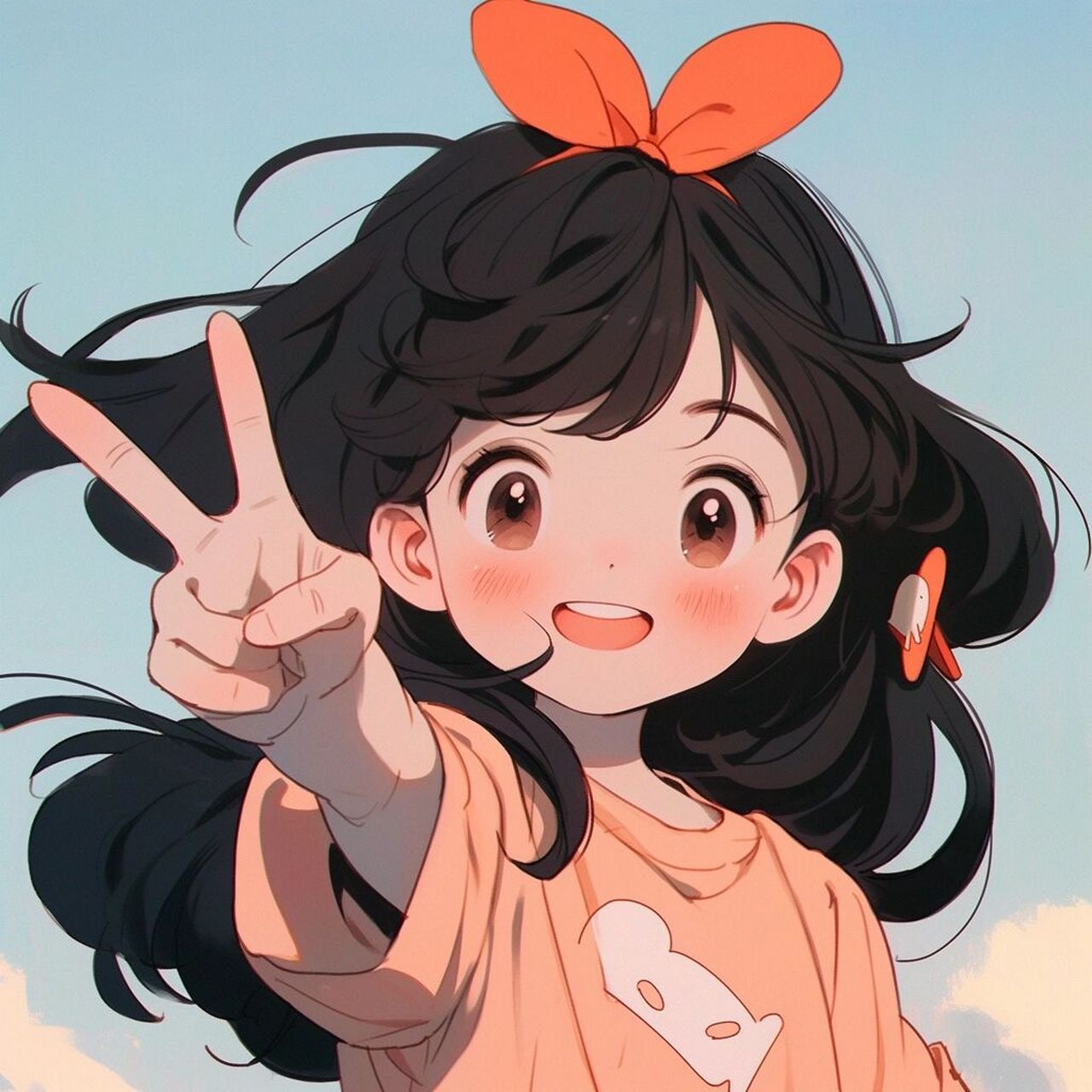 可爱头像|橘色|明天又是元气满满的一天  动漫女生头像#闺蜜头像