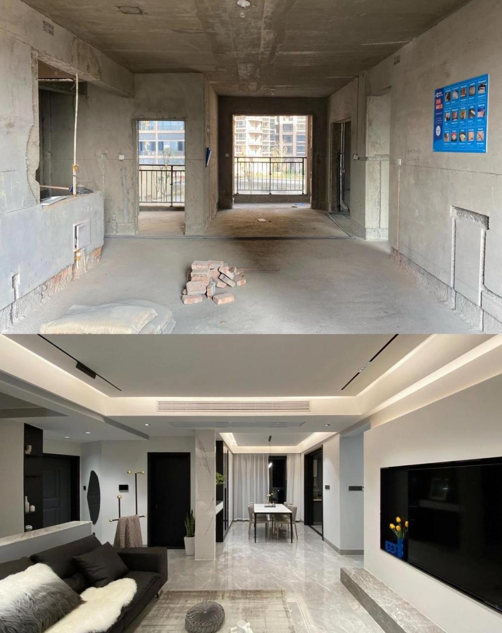 新房终于完工,给大伙晒晒装修前后的对比图吧.