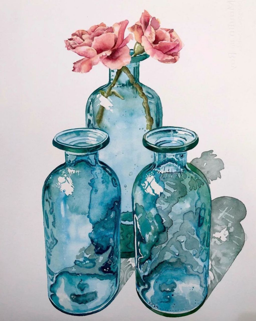 🫙 用水彩表现玻璃质感  👩🏻‍🎨umitserpil 土耳其艺术家