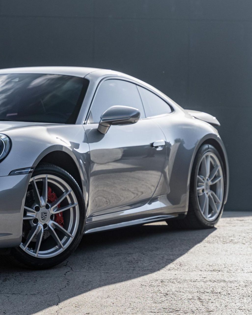 porsche 911 carrera in gt silver on campus.
