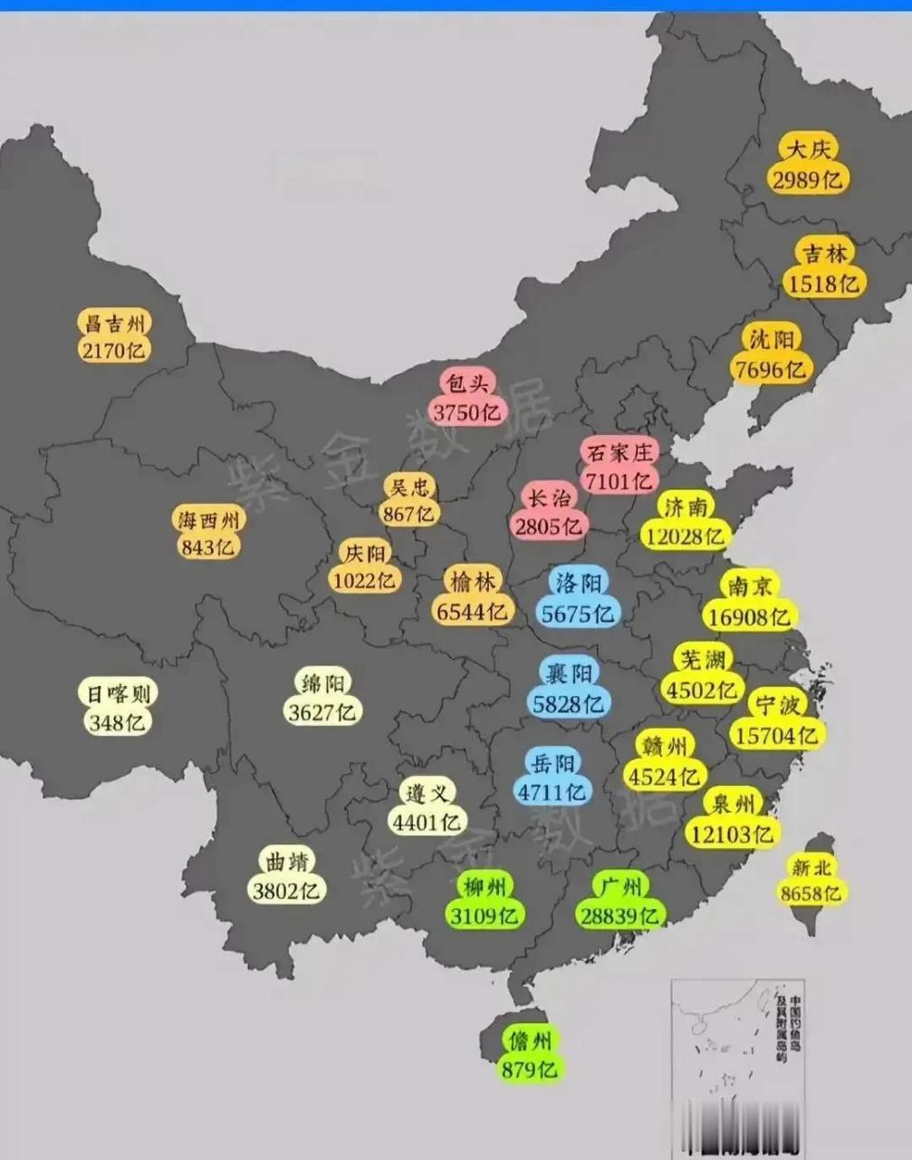 各省份gdp第二城分布图