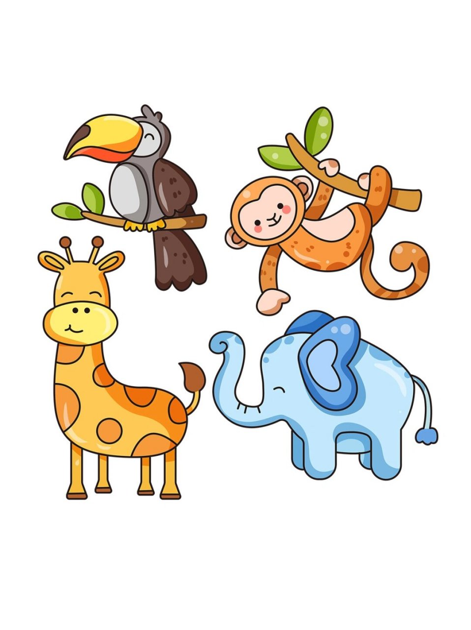 原创的手绘卡通动物插画海报素材,这些素材包括了各种可爱的小动物