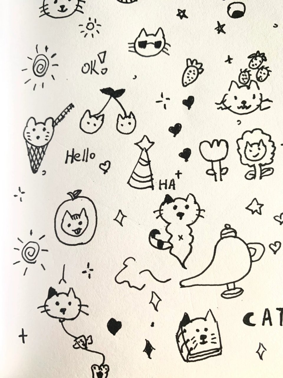 简笔画 | 手帐素材 动物小猫  96这是一组可爱的小猫简笔画,非常