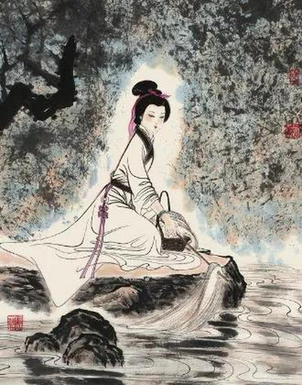 古代,有苏家女子经常在河边洗衣服.