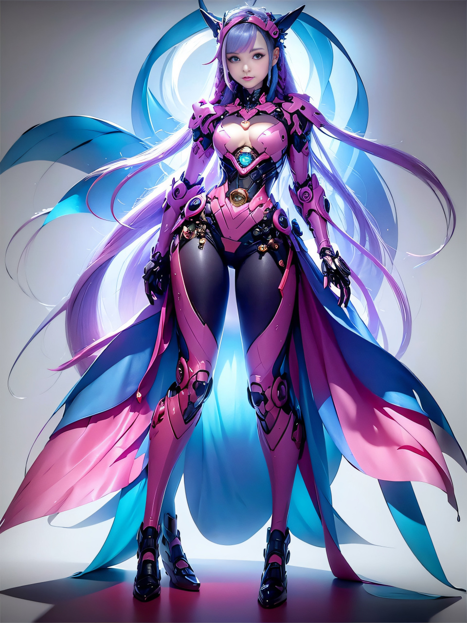 我的少女心-粉色机甲#二次元机甲少女美图分享# #ai美少女