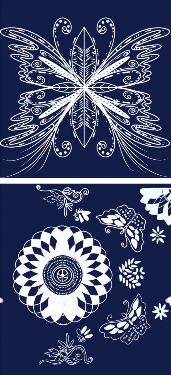 关于大理白族扎染图案的设计变形  我这儿有一些我在创作丝巾设计时