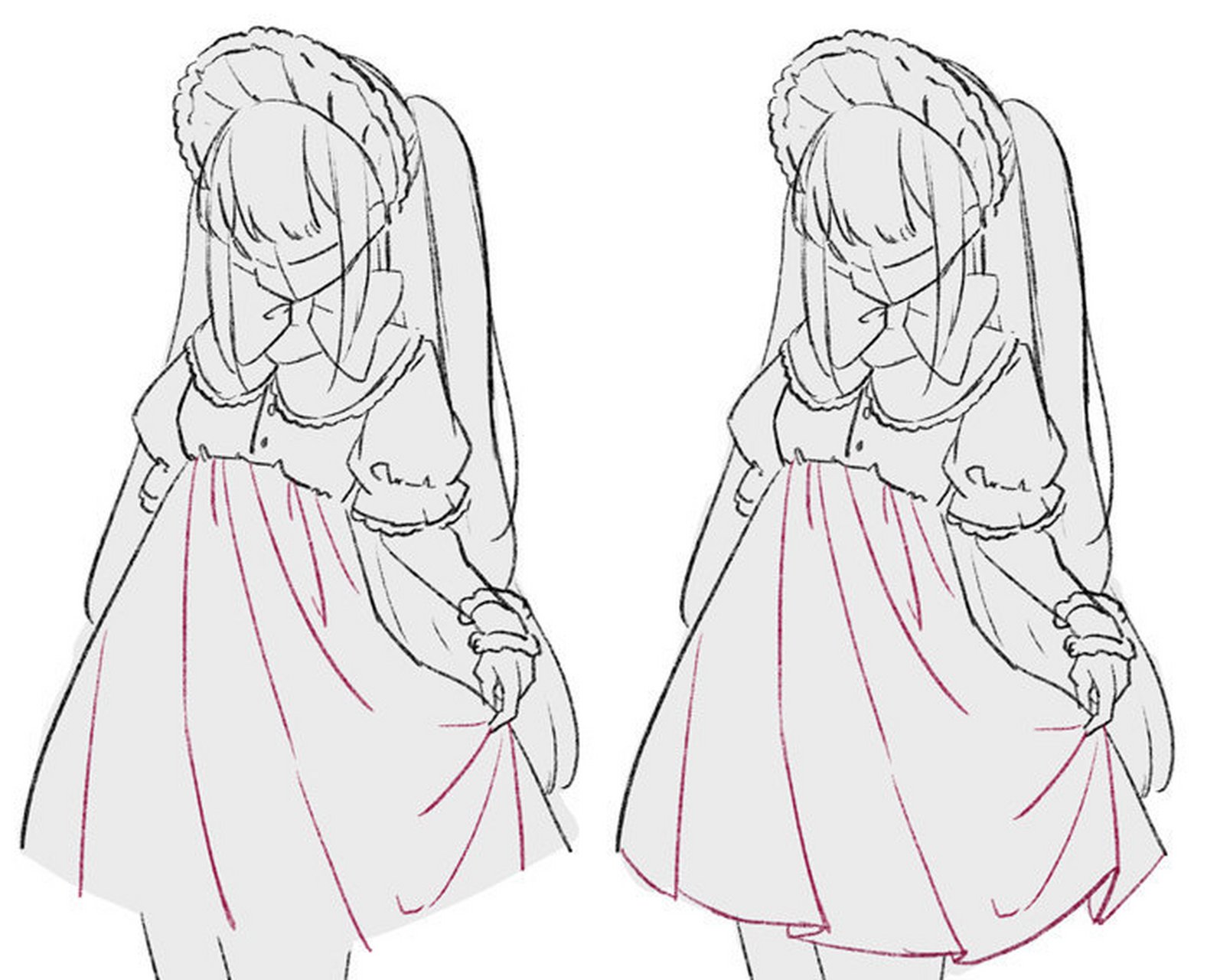 ​画师 kyachi 的裙摆褶皱画法