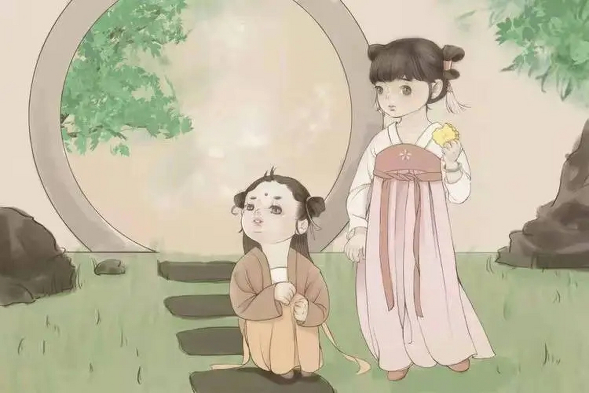 《与小女》唐·韦庄  【原文】见人初解语呕哑,不肯归眠恋小车.