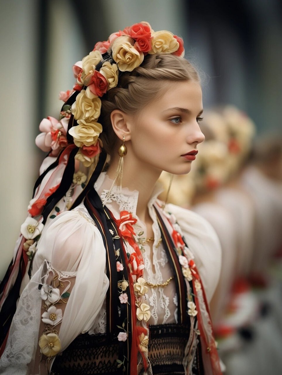 捷克民族服饰设计灵感  在捷克传统文化中,已婚妇女习惯在头上包着一