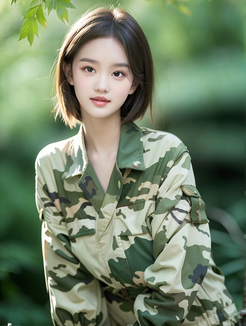 长得好看穿啥都好看[给力] #美女# #气质美女# #迷彩服# #清纯甜美