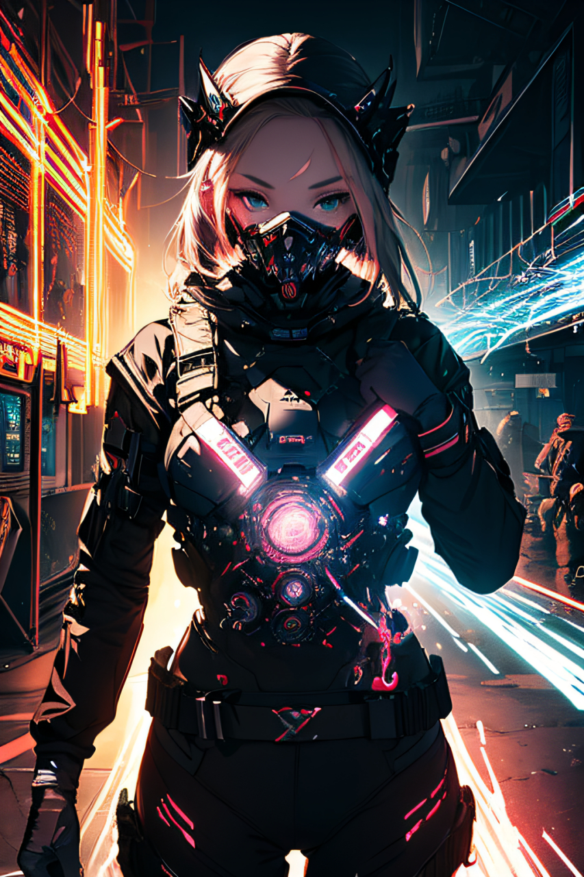 戴上面具,加入战斗.科幻美少女#二次元少女美图