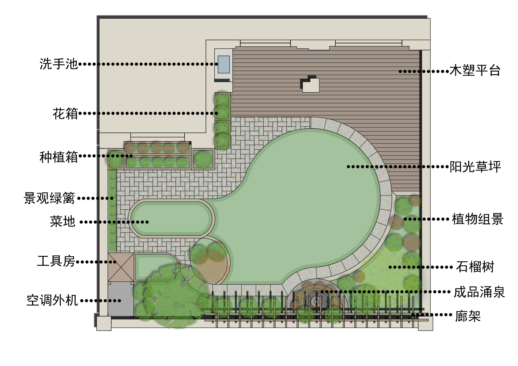 青岛花园设计,龙湖艳澜海岸温馨小花园平面图&效果图  你喜欢这样子的