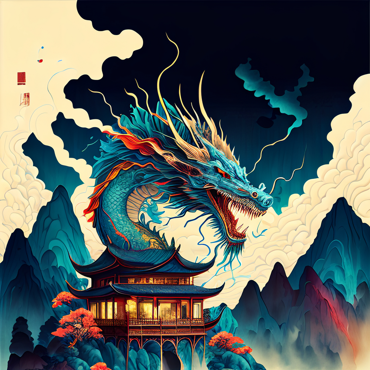 不神移入龙宫去,一夜风雷吼万山.闲适,开阔,朦胧#百度ai绘图黑科技