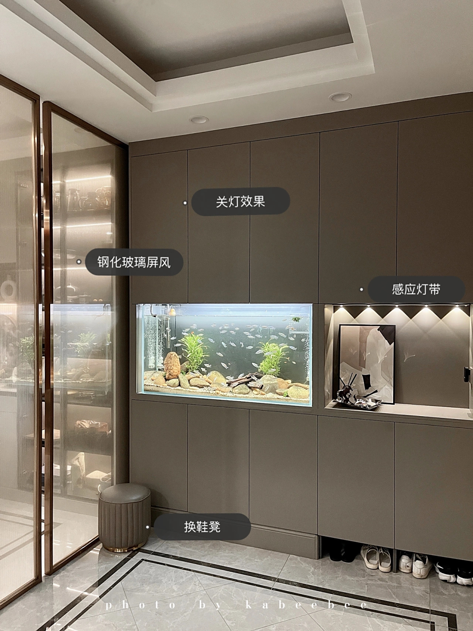 嵌入式鱼缸  鞋柜  餐边柜|被追问的细节问题 之前分享我家的三个一