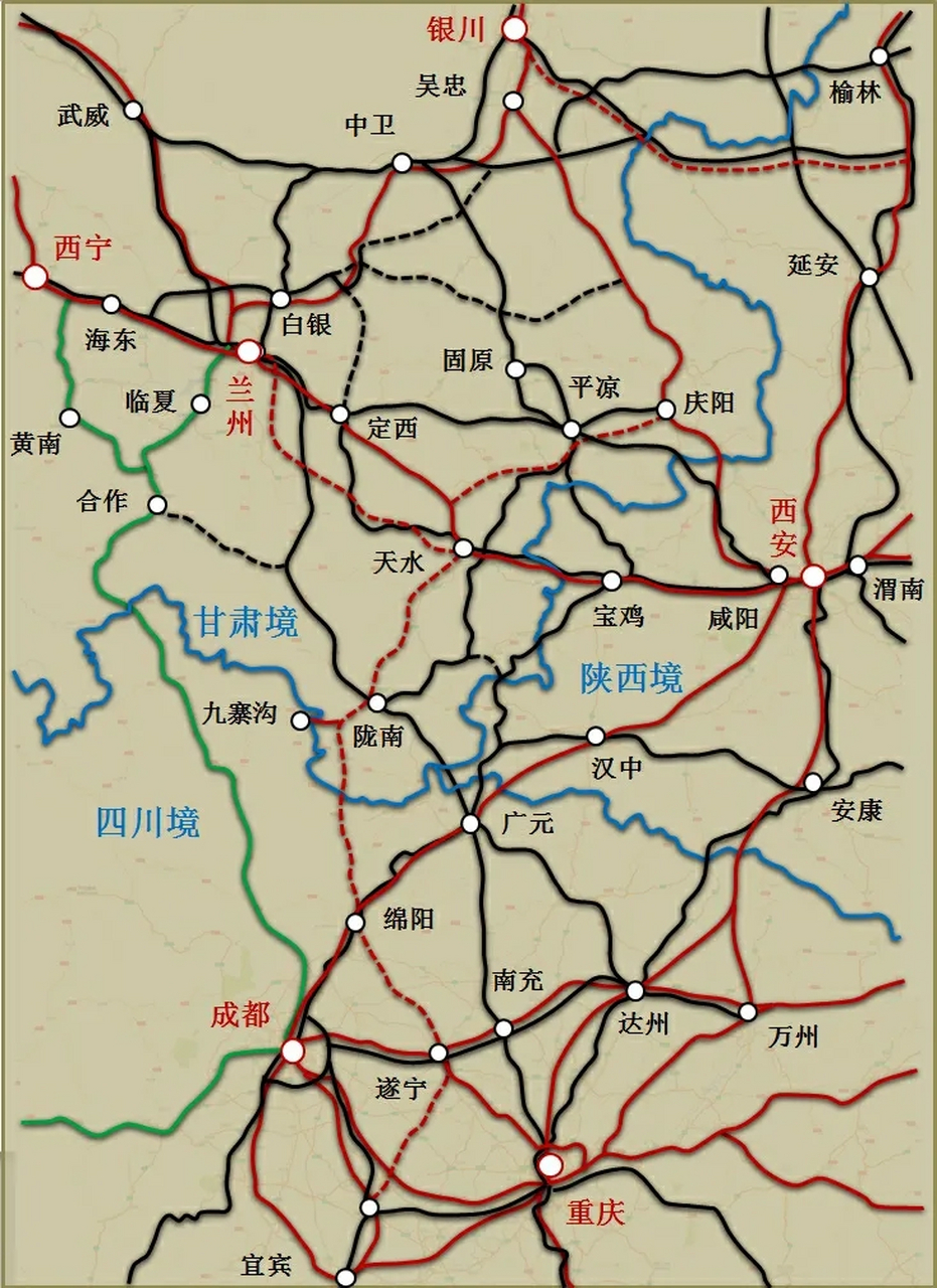 銀川-成都,蘭州-重慶高速客運鐵路,快速貨運鐵路繞行陝西已成大勢.