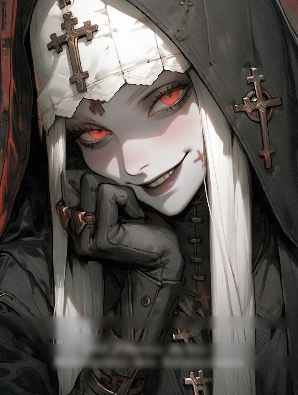 在这幅ai绘画作品中,一名修女优雅地站在教堂的走廊