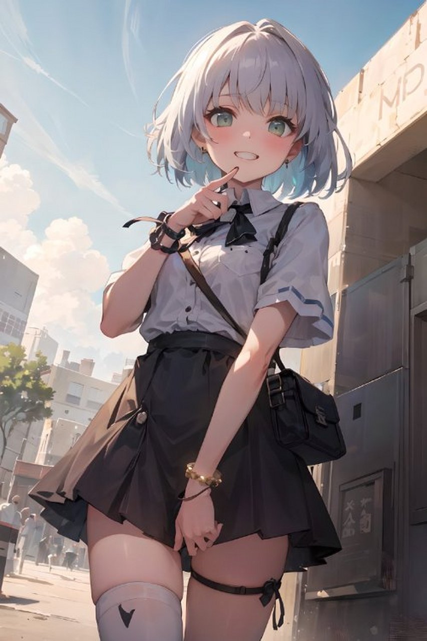 白毛少女jk装#动漫