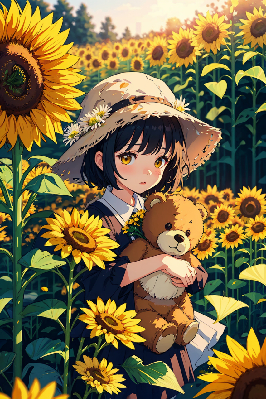 秋日里的快乐时光  在一个阳光明媚的秋日午后,一个年轻的女孩出现在