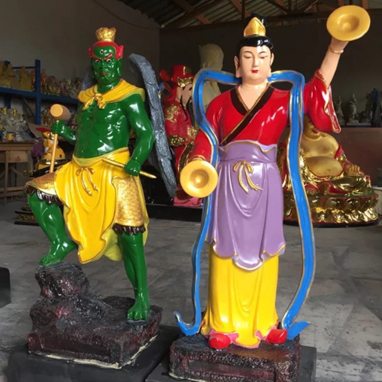 2米全铜雷公电母站像 雷公电母铜像铸造 全铜风雨雷电雕塑  优质铜雕