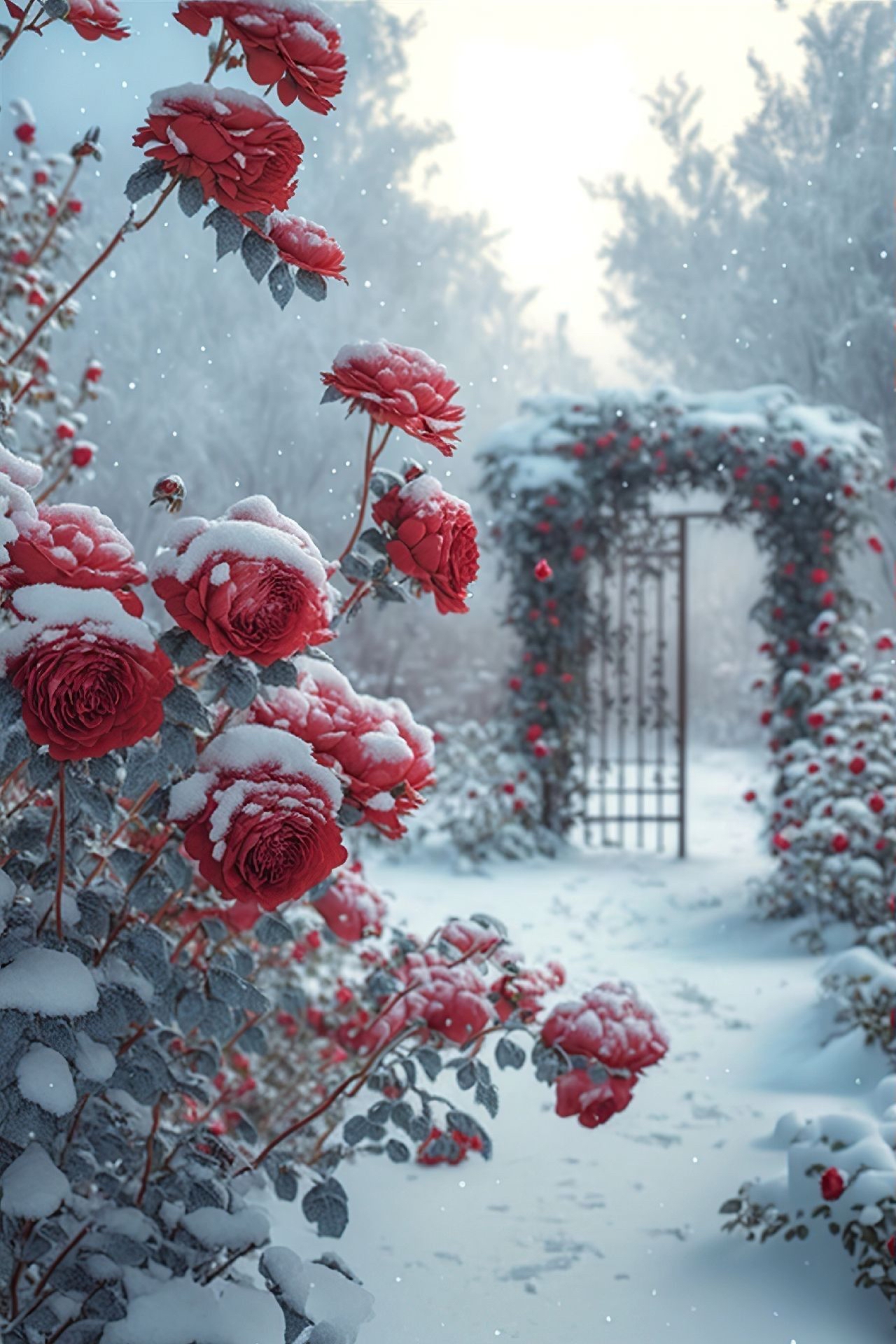 雪中玫瑰图片大全唯美图片