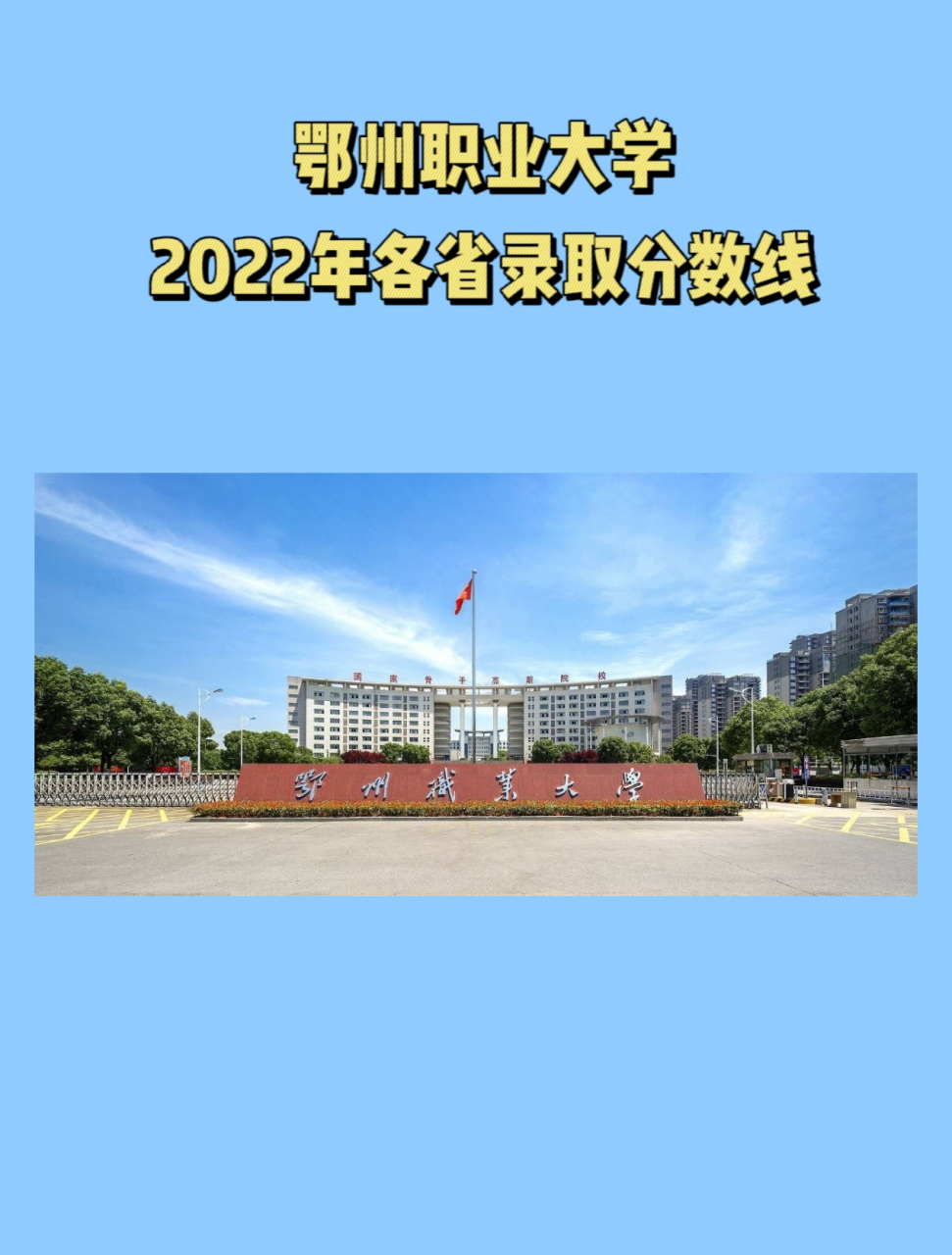 鄂州职业大学2022年各省录取分数线出炉!
