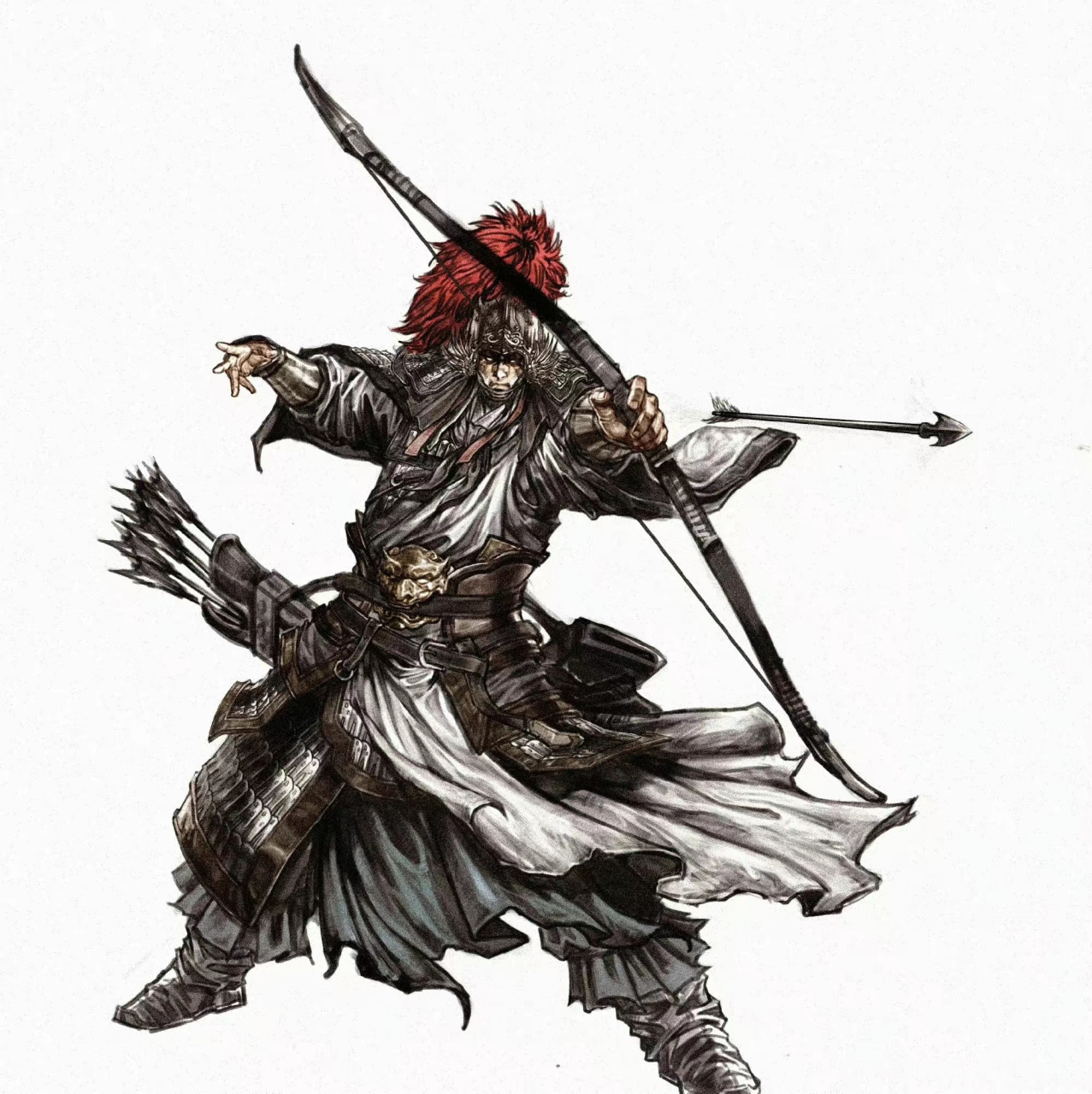 一组古风人物绘画欣赏,描绘了我国古代武将形象,身披重甲依然可以施展