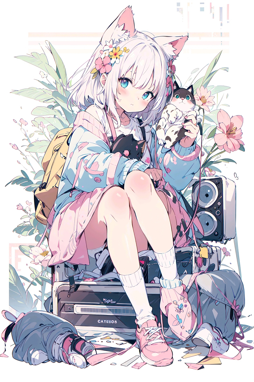 二次元# 超可爱的白毛小猫猫[awsl] p站:月辰