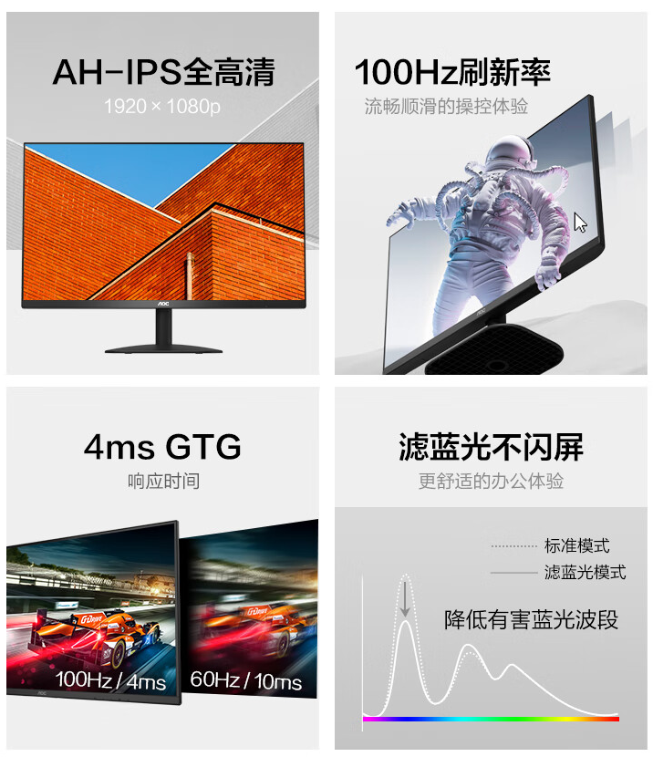 办公电脑显示器 aoc 27英寸 27b2h2与小米redmi 1a238英寸怎么选