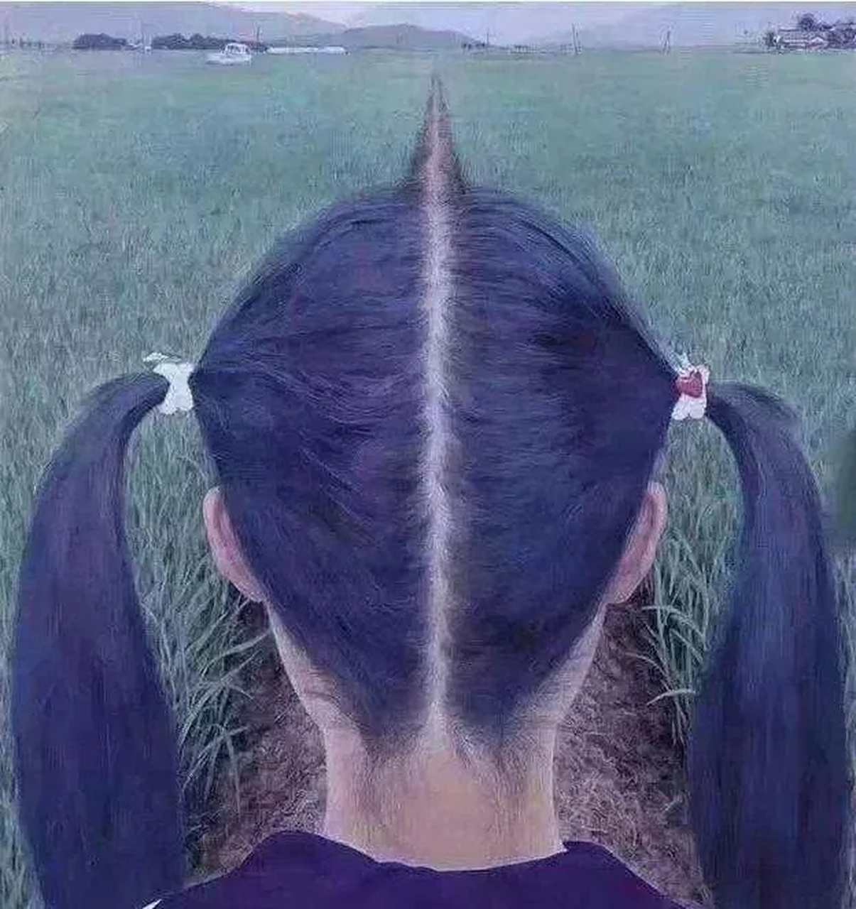 妹子的中分又直又长.#搞笑# #搞笑日常