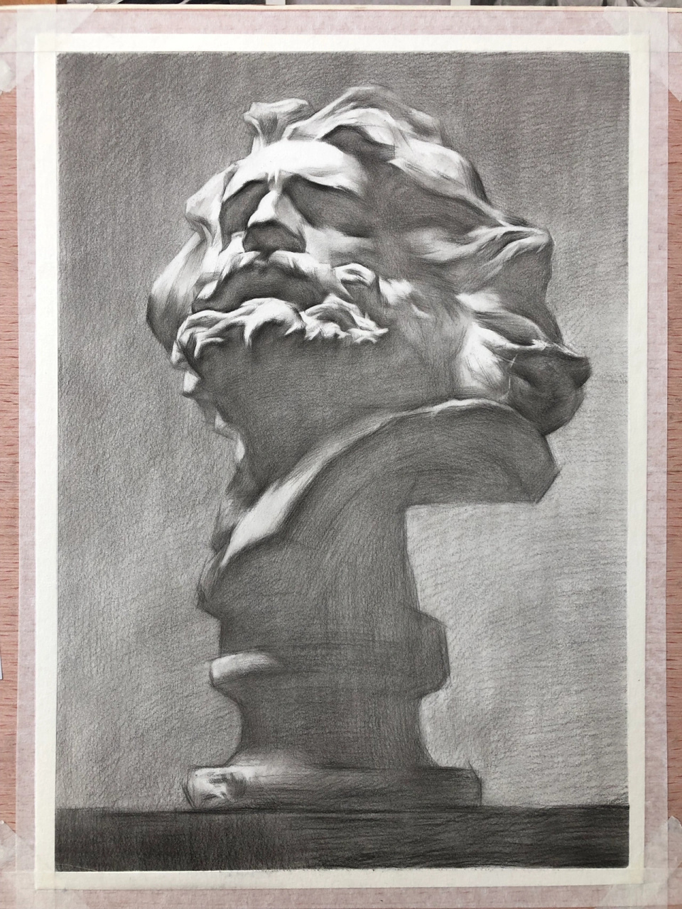 素描石膏头像《马赛》,详细作画步骤分享 分享一组石膏像马赛的作画